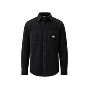 Tommy Hilfiger Schwarzes Herren-Cordhemd aus Bio-Baumwolle mit zwei Brusttaschen und Tommy Jeans Logo-Patch