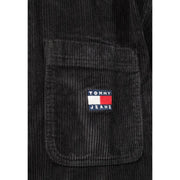 Schwarzes Herrenhemd von Tommy Hilfiger aus Bio-Baumwolle mit schwarzer Cordtasche und Tommy-Jeans-Logoaufnäher