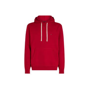Tommy Hilfiger Roter Herren-Kapuzenpullover aus Baumwolle mit weißen Kordelzügen und kleinem Brustlogo