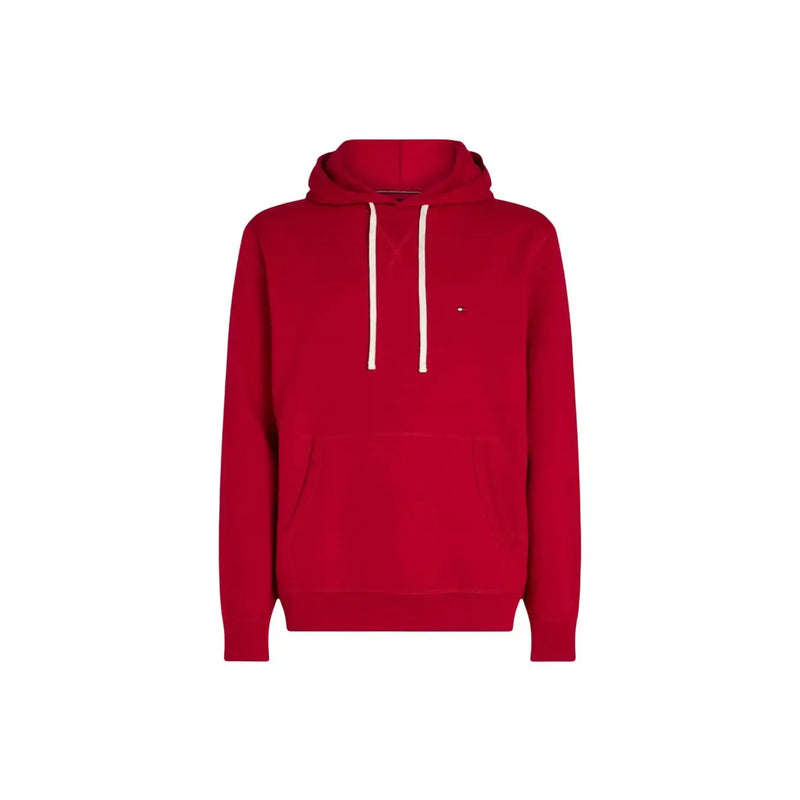 Tommy Hilfiger Roter Herren-Kapuzenpullover aus Baumwolle mit weißen Kordelzügen und kleinem Brustlogo