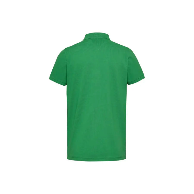 Tommy Hilfiger men’s solid green short-sleeved polo shirt with classic collar and ribbed trim for summer wear