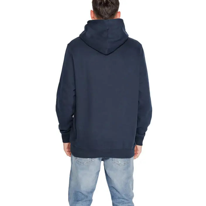 Tommy Hilfiger Men Navy Blue Hooded Sweatshirt worn by person facing away