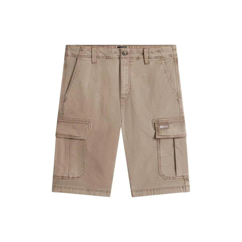 Tommy Hilfiger Beige Cargoshorts für Herren mit mehreren Taschen und Knopfverschluss, Vorderansicht