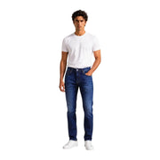 Tommy Hilfiger slim fit jeans for men in dark blue denim with subtle fading, front view