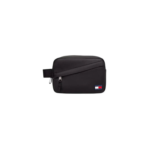 Tommy Hilfiger Kosmetiktasche Daily für Herren in Schwarz mit diagonalem Riemen und Logo-Patch, Vorderansicht