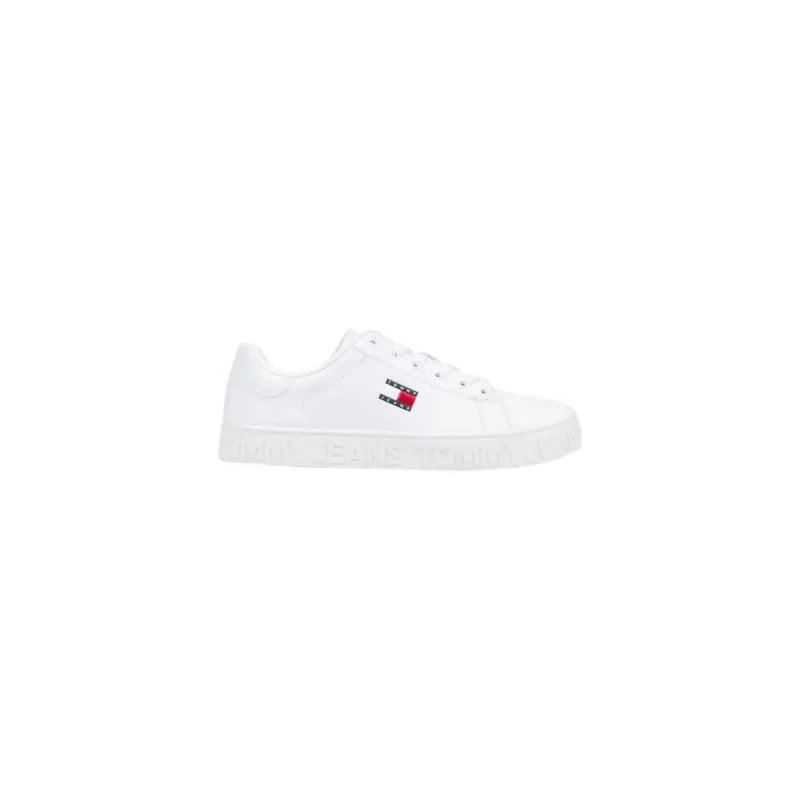 White Tommy Hilfiger leather low-top sneakers with side logo patch