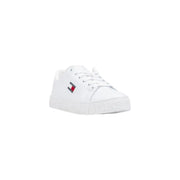Tommy Hilfiger white leather low-top womens sneakers with flag logo