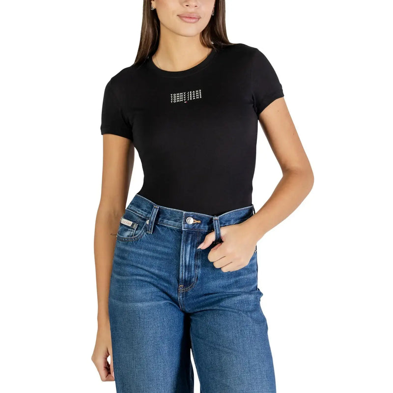 Tommy Hilfiger black short-sleeved t-shirt with white embroidered logo