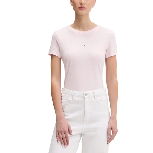 Zartrosa Tommy Hilfiger Kurzärmeliges Oberteil aus Bio-Baumwolle t-shirt
