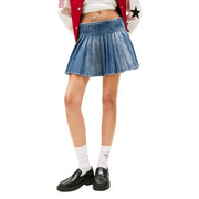 Tommy Hilfiger women blue pleated mini skirt made of organic cotton for fall and winter wear