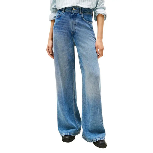 Tommy Hilfiger jean bleu en lyocell taille haute et jambes larges pour femme