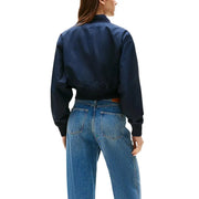 Tommy Hilfiger women blue polyester zipper blazer in navy blue with sleek fitted silhouette and ribbed cuffs