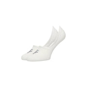 Tommy Hilfiger women footie socks white cotton no-show socks with subtle black embroidered logo on toe 2 pack