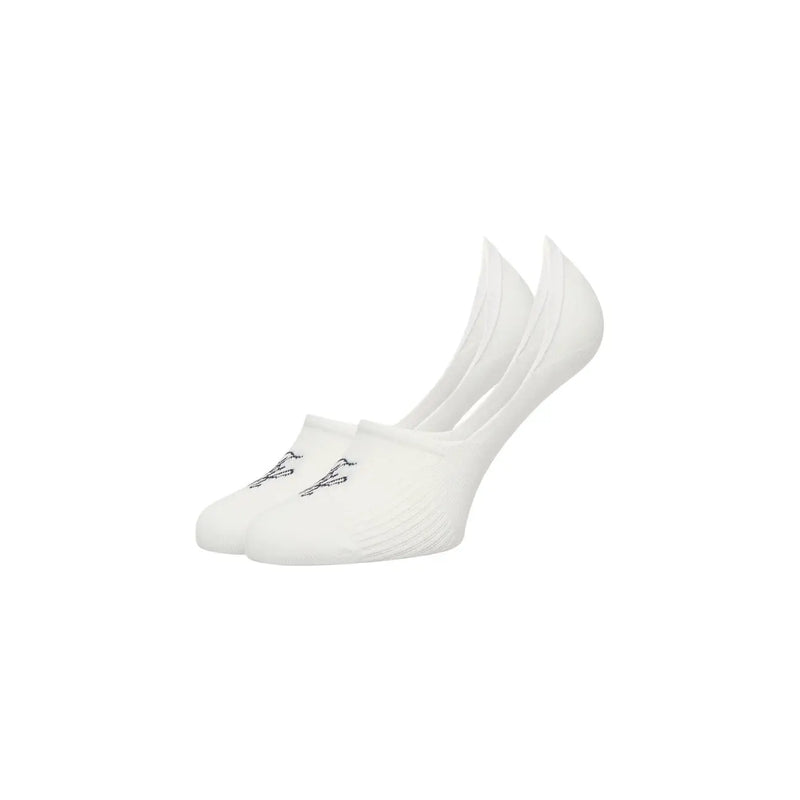 Tommy Hilfiger women footie socks white cotton no-show socks with subtle black embroidered logo on toe 2 pack
