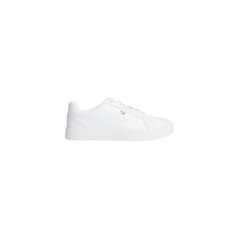 Tommy Hilfiger women leather sneakers in white with clean minimalist design and subtle side branding