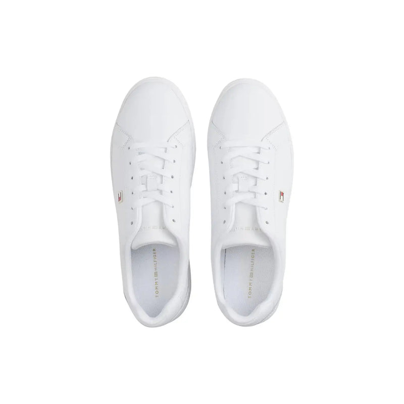 Tommy Hilfiger women leather sneakers in white with a clean minimalist design and subtle side branding