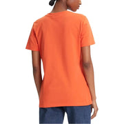 Bright orange tommy hilfiger women organic cotton short-sleeved t-shirt with classic crew neck