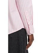 Tommy Hilfiger women striped pink and white organic cotton long-sleeved button-up shirt with classic collar