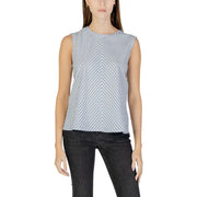 Tommy Hilfiger women tank top in light blue and white chevron stripes made of lightweight cotton fabric