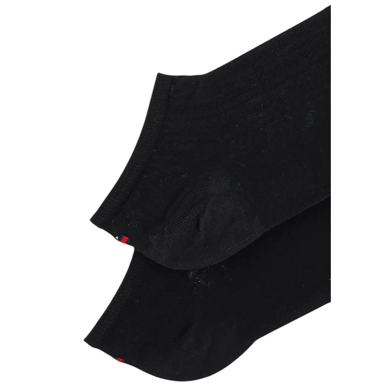 Tommy hilfiger women cotton black ankle socks with subtle textured pattern and red branding on the heel back side