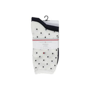 Tommy Hilfiger women white cotton blend socks with white polka dots and black trim in branded packaging size S