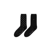Black tommy hilfiger womens cotton blend socks size s featuring polka dots and solid black with ankle logo