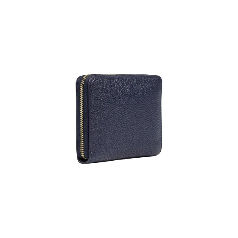 Tommy Hilfiger women wallet in dark blue pebbled leather with gold-tone zipper and medium zip pockets 14cm size