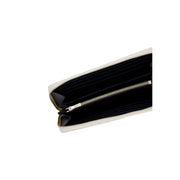 Tommy Hilfiger women wallet zip white cream-colored leather with gold-toned zipper and black interior lining