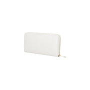 Tommy Hilfiger women wallet zip white polyurethane with gold-toned zipper pull and zip-around closure