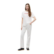 Tommy Hilfiger women white organic cotton short t shirt with red logo embroidery on the front