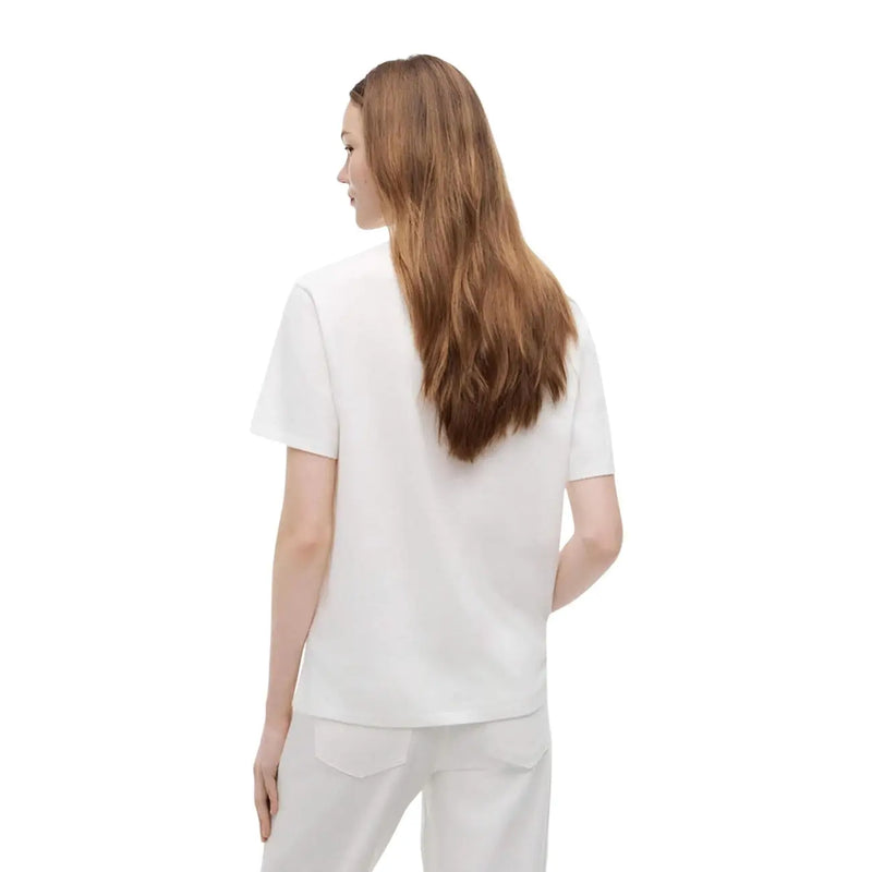 Tommy Hilfiger women white organic cotton short sleeve t shirt with a simple minimalist design visible from the front