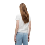Tommy Hilfiger women white organic cotton short t shirt with short sleeves and small logo on left sleeve