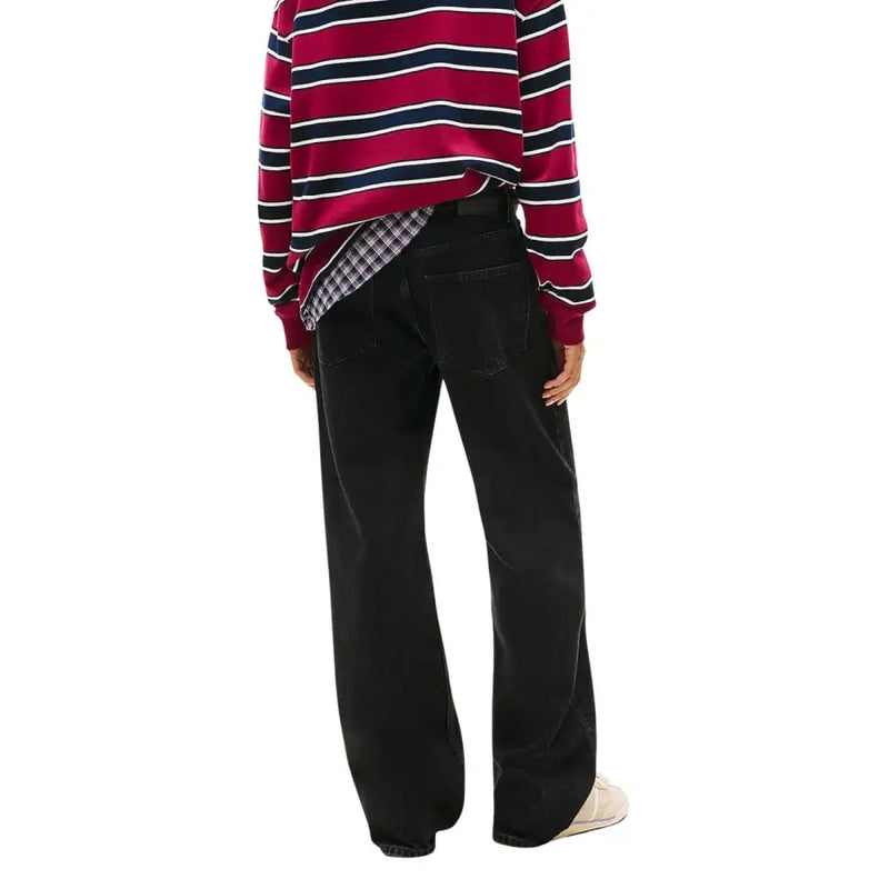 Tommy Hilfiger womens black organic cotton wide-leg jeans back view