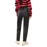 Tommy Hilfiger womens black organic cotton high-rise straight-leg jeans