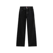Tommy Hilfiger womens black organic cotton wide-leg five-pocket jeans