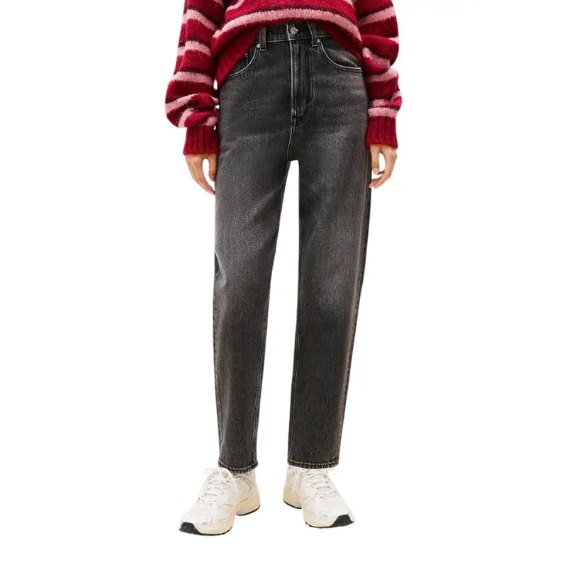 Tommy Hilfiger womens high-waisted dark gray straight-leg denim jeans