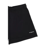 Tommy Hilfiger women’s black organic cotton shorts with soft elastic waistband and subtle white embroidery on lower leg