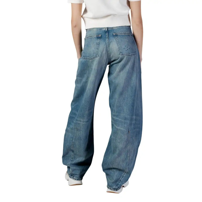 Tommy Hilfiger Damen-Jeans aus blauer Bio-Baumwolle mit weitem Bein, Rückansicht