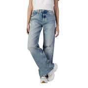 Tommy Hilfiger women’s blue light-wash organic cotton jeans with distressed ripped design and frayed hems