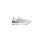 Tommy Hilfiger women’s grey leather sneakers with gray and white mesh and a chunky sole for casual wear