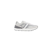 Tommy Hilfiger women’s grey leather sneakers with gray and white mesh and a chunky sole for casual wear