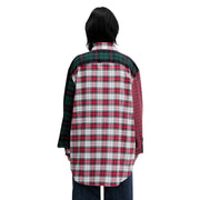 Tommy Hilfiger women’s red checked cotton shirt with green sleeves