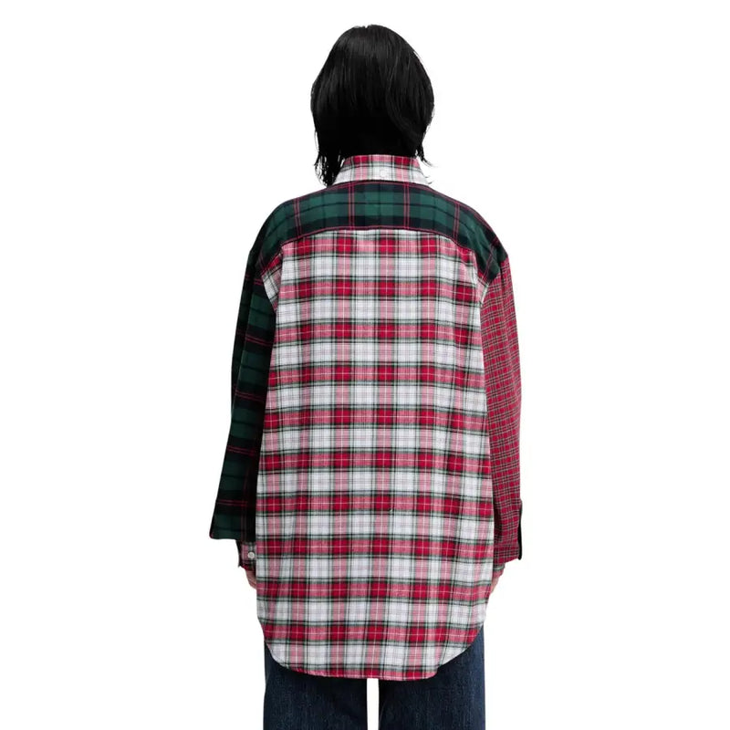 Tommy Hilfiger women’s red checked cotton shirt with green sleeves