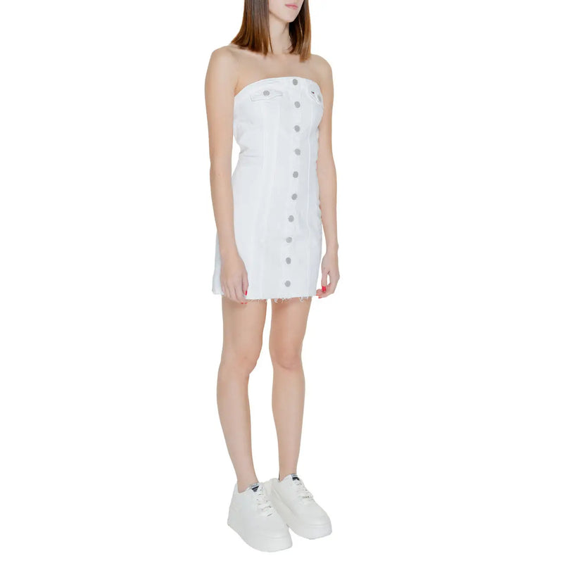 Tommy Hilfiger White Cotton Strapless Mini Dress