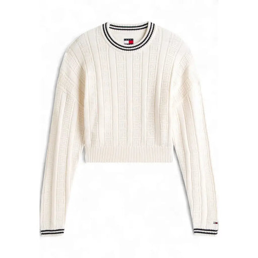 Tommy Hilfiger Kurzer, weißer Damenpullover aus Bio-Baumwolle