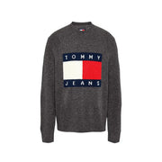 Tommy Hilfiger Wollpullover für Herren in Dunkelgrau mit Tommy Jeans Flaggenlogo, Vorderansicht