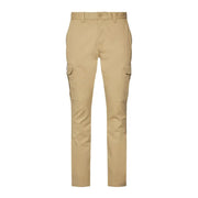 Tommy Jeans men beige cotton elastane khaki cargo pants with two large side pockets and button closure
