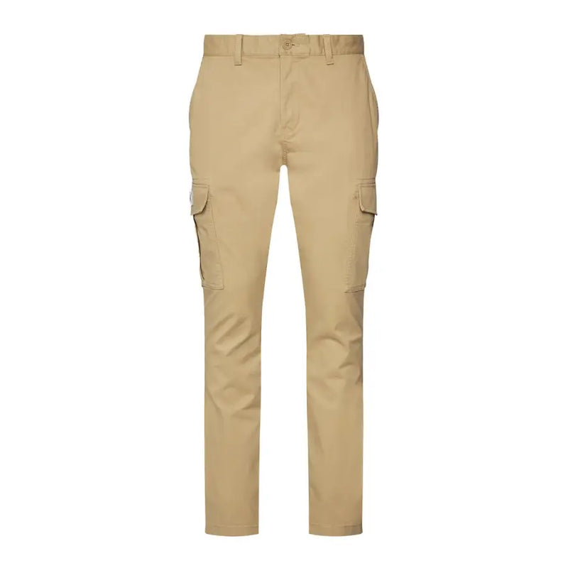 Men’s beige cargo pants with side pockets from Tommy Jeans Men Beige Cotton Elastane Trousers