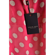 Twin-set Simona Barbieri women tank top in red polyester featuring a vibrant pink dress with cream polka dots