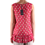 Twin-set Simona Barbieri women tank top red polyester with white polka dots and ruffled hem featuring brand tag